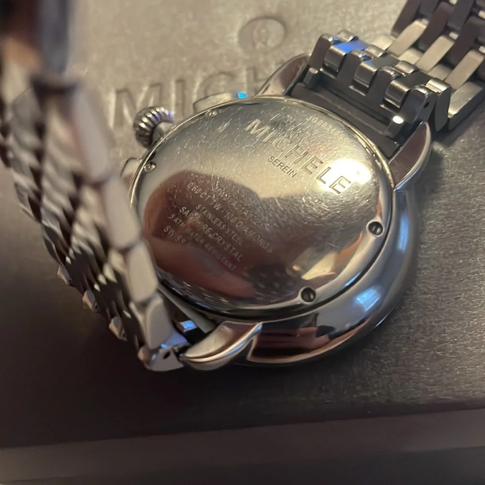 Michele Serein Blue Dial Mother of Pearl Chronograph Watch - Picture 3 of 8